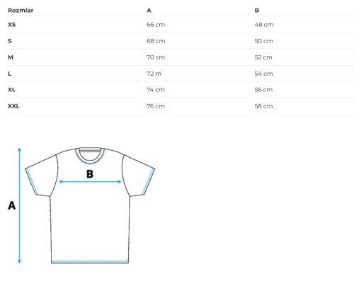 Tabela rozmiarów T-shirt męski Sporti Active wymiary