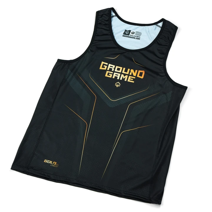 Męski tank top treningowy Ground Game Gold 2.0 czarny złoty przód
