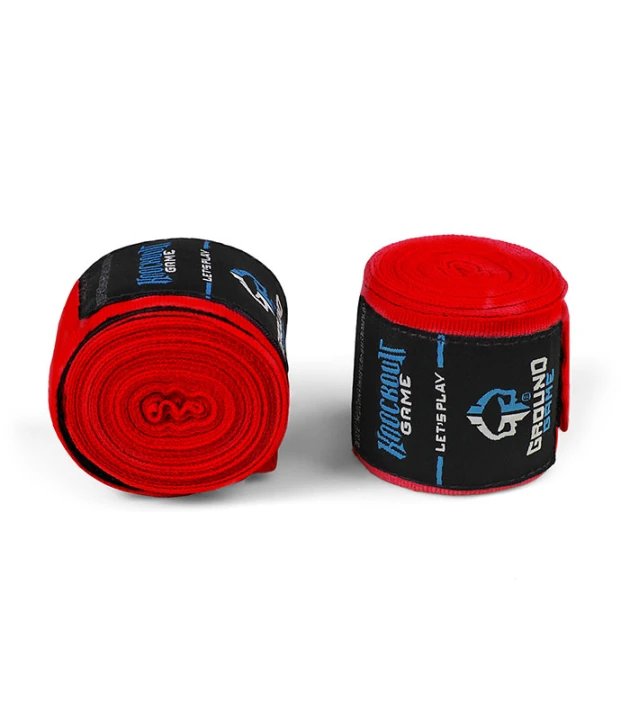 Para zwiniętych czerwonych bandaży bokserskich Ground Game Classic 2.5m