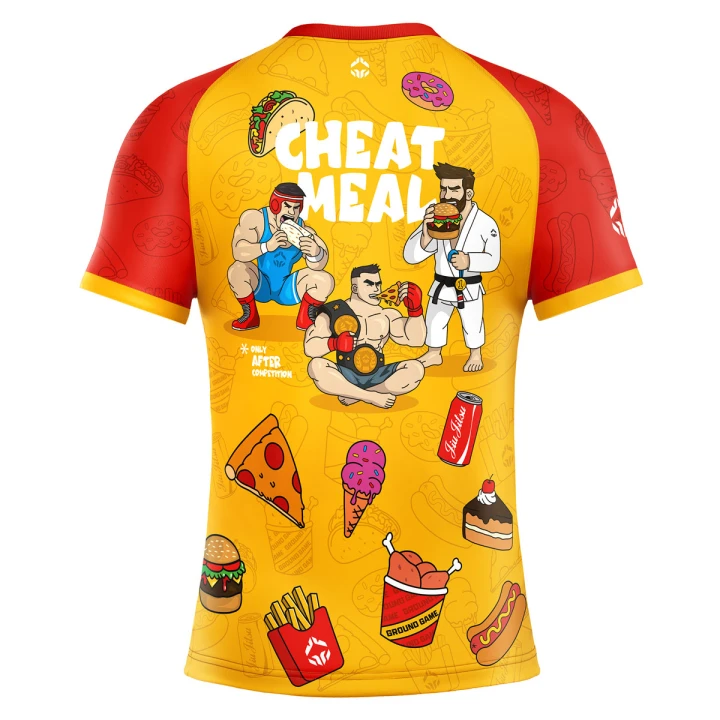 Męski rashguard Ground Game Cheat Meal krótki rękaw – tył z grafiką