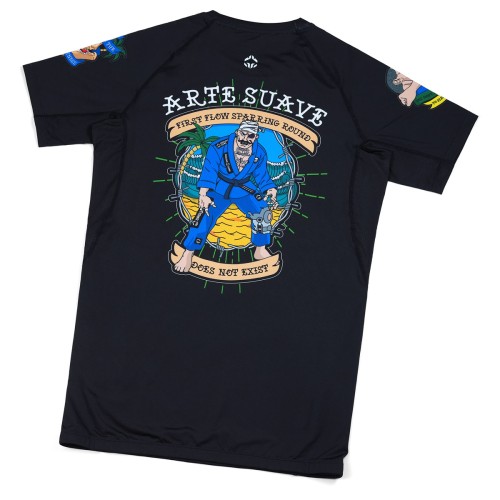 Rashguard do BJJ Ground Game Injury Collector z grafiką Arte Suave – widok z tyłu