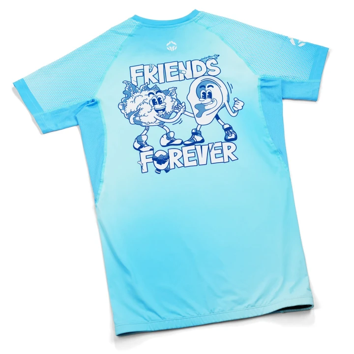 Męski rashguard Ground Game Friends Forever krótki rękaw niebieski widok z tyłu