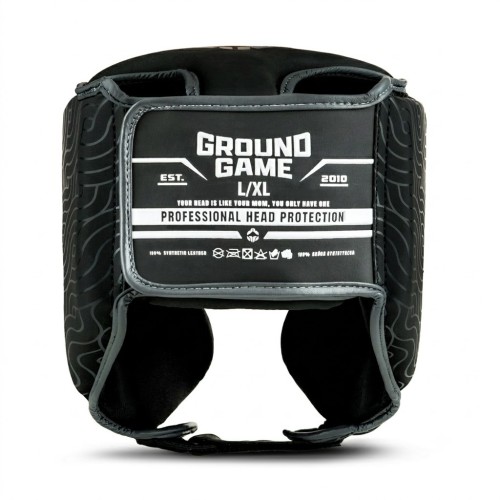 Kask bokserski Ground Game Samurai Shadow szerokie zapięcie na rzep tył głowy