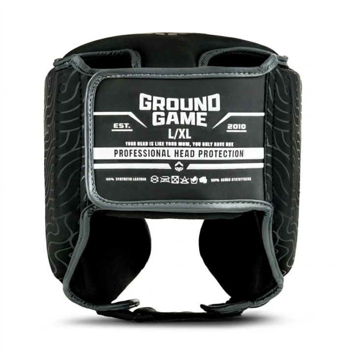 Kask bokserski Ground Game Samurai Shadow szerokie zapięcie na rzep tył głowy
