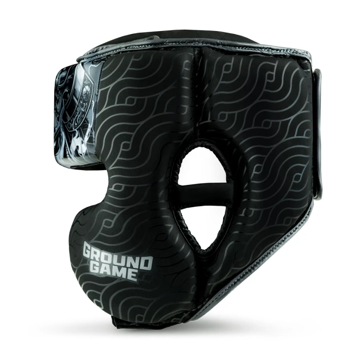 Kask bokserski sparingowy Ground Game Samurai Shadow ochrona ucha i szczęki