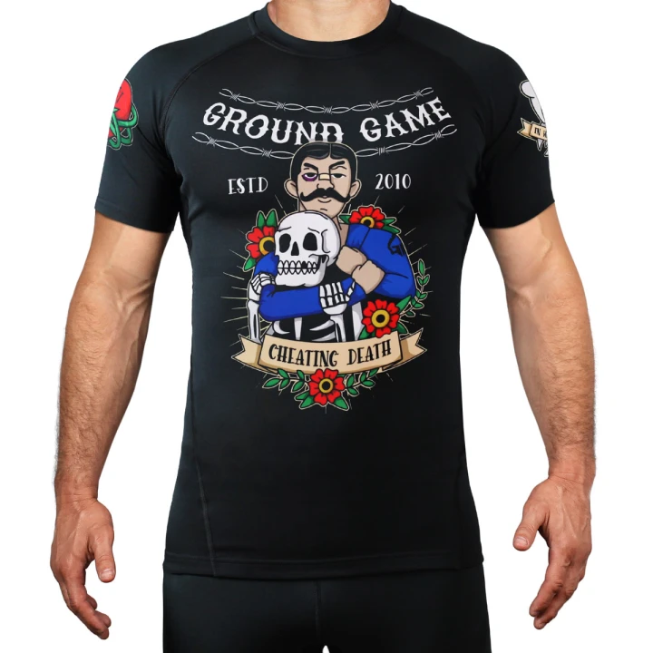 Rashguard męski Ground Game Oldschool krótki rękaw przód ujęcie na modelu