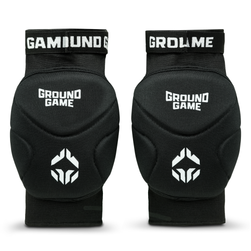 Ochraniacze na kolana Ground Game Logo do BJJ i grapplingu - para czarna z przodu