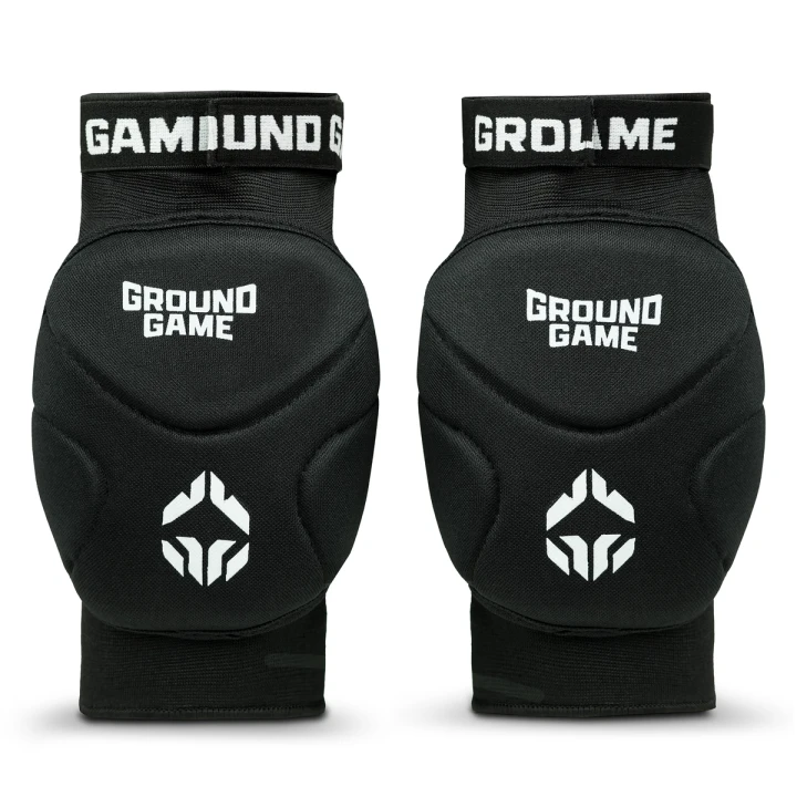Ochraniacze na kolana Ground Game Logo do BJJ i grapplingu - para czarna z przodu