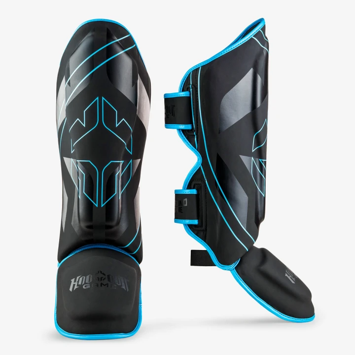 Ochraniacze na piszczele Ground Game Logo 3.0 Blue – para nagolenników do MMA i BJJ