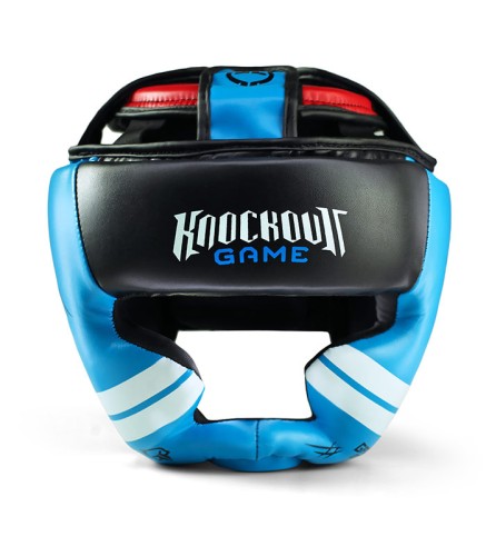 Kask bokserski dla dzieci Ground Game Prodigy czarno-niebieski widok z przodu