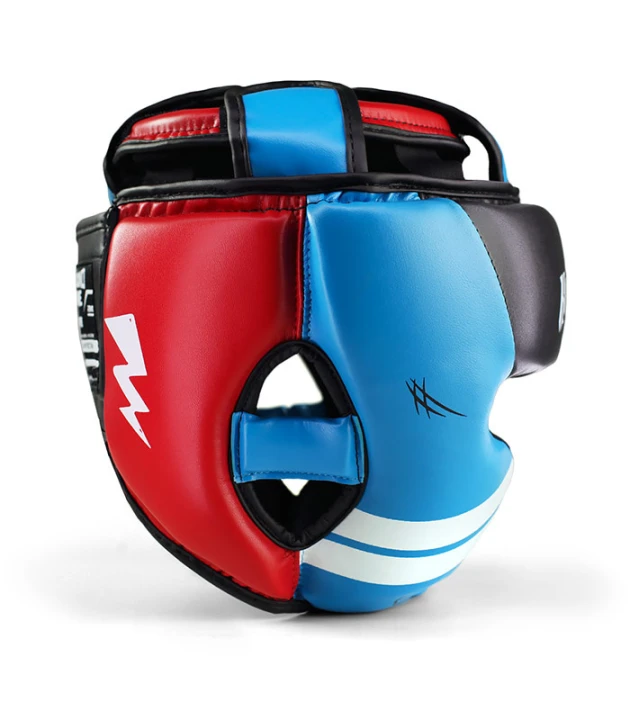 Kask bokserski dla dzieci Ground Game Prodigy niebiesko-czerwony prawy profil