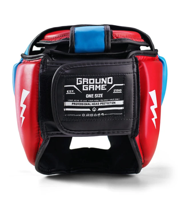 Kask bokserski dla dzieci Ground Game Prodigy widok z tyłu na zapięcie na rzep