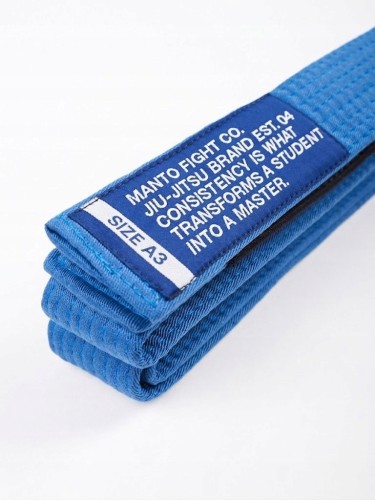 Pas do BJJ MANTO MOTTO niebieski czarny panel na belki