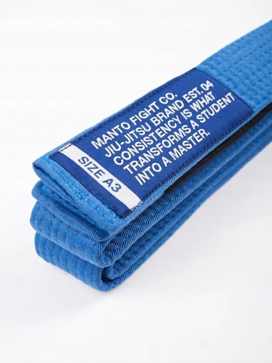 Pas do BJJ MANTO MOTTO niebieski czarny panel na belki