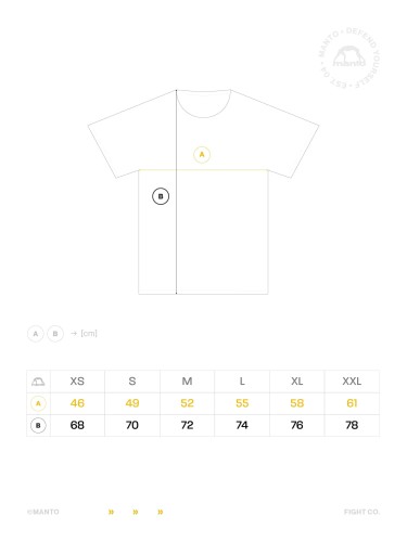 Tabela rozmiarów dla męskiej koszulki MANTO T-shirt SOCIETY