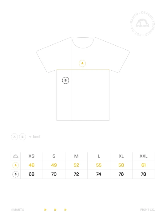 Tabela rozmiarów dla męskiej koszulki MANTO T-shirt SOCIETY