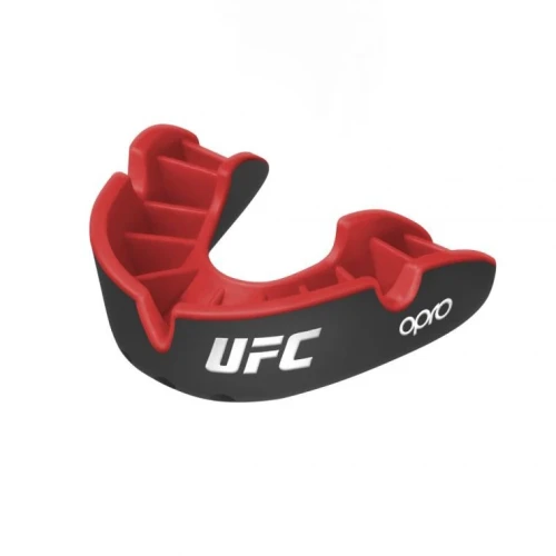 OPRO Ochraniacz na zęby UFC Silver Gen2 – podwójna warstwa w kolorze czarno-czerwonym z logo UFC