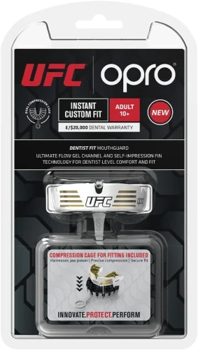 OPRO Gold UFC czarno-złoty – ochraniacz na zęby w oryginalnym blistrze i z pudełkiem ochronnym