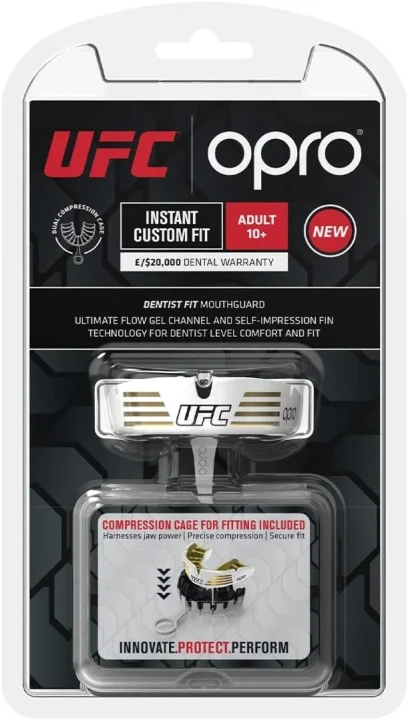 OPRO Gold UFC czarno-złoty – ochraniacz na zęby w oryginalnym blistrze i z pudełkiem ochronnym