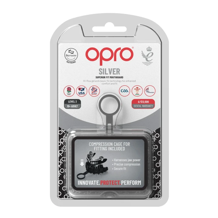 Opro Ochraniacz na Zęby Silver Gen5 Grillz czarno-srebrny widok z przodu